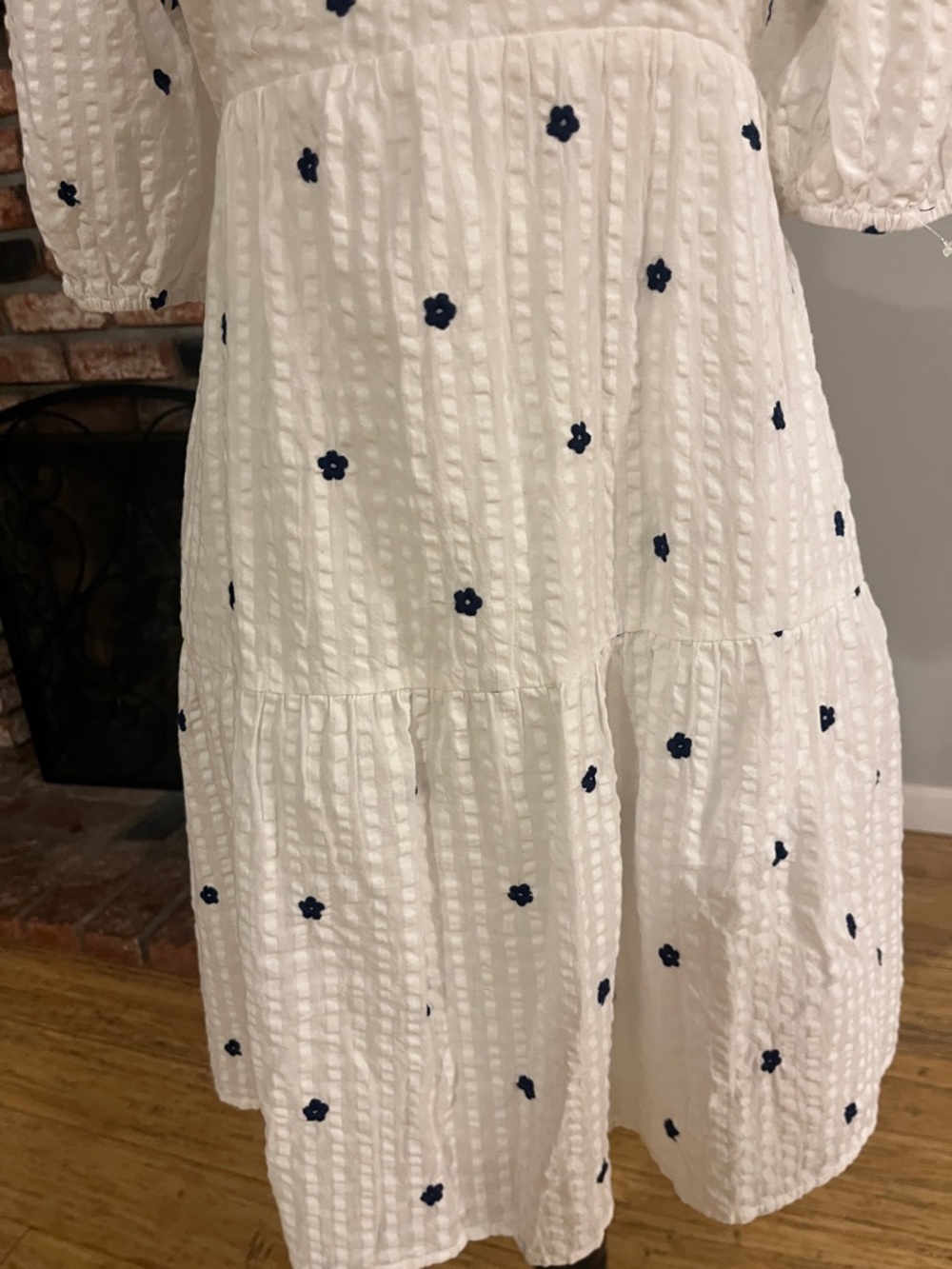 Rails White Mini Dress with Navy Floral Embroidery - Picture 3 of 5